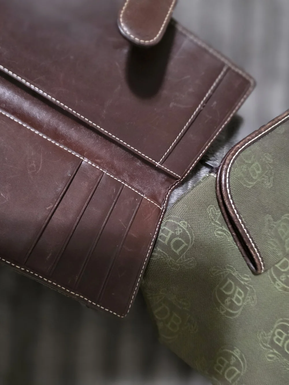 Green Canvas Travel Tote with Brown Leather Trim